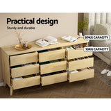 Artiss XAVI 9-Drawer Tallboy Cabinet in Pine — Allure Home Collections