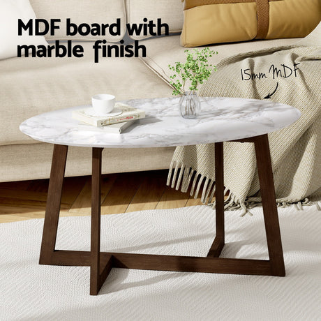 Artiss Oval Marble Effect Coffee Table — Allure Home Collections