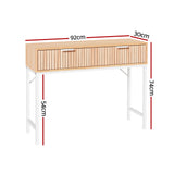 Artiss 92cm Console Table with 2 Drawers — Fluted Front, MDF Melamine — Allure Home Collections