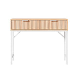 Artiss 92cm Console Table with 2 Drawers — Fluted Front, MDF Melamine — Allure Home Collections
