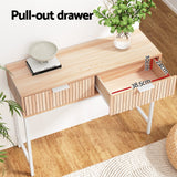 Artiss 92cm Console Table with 2 Drawers — Fluted Front, MDF Melamine — Allure Home Collections
