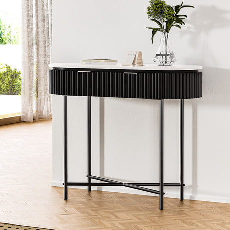 Artiss ROMEO 100cm Console Table with 2 Drawers — Paulownia Wood Reeded Front — Allure Home Collections