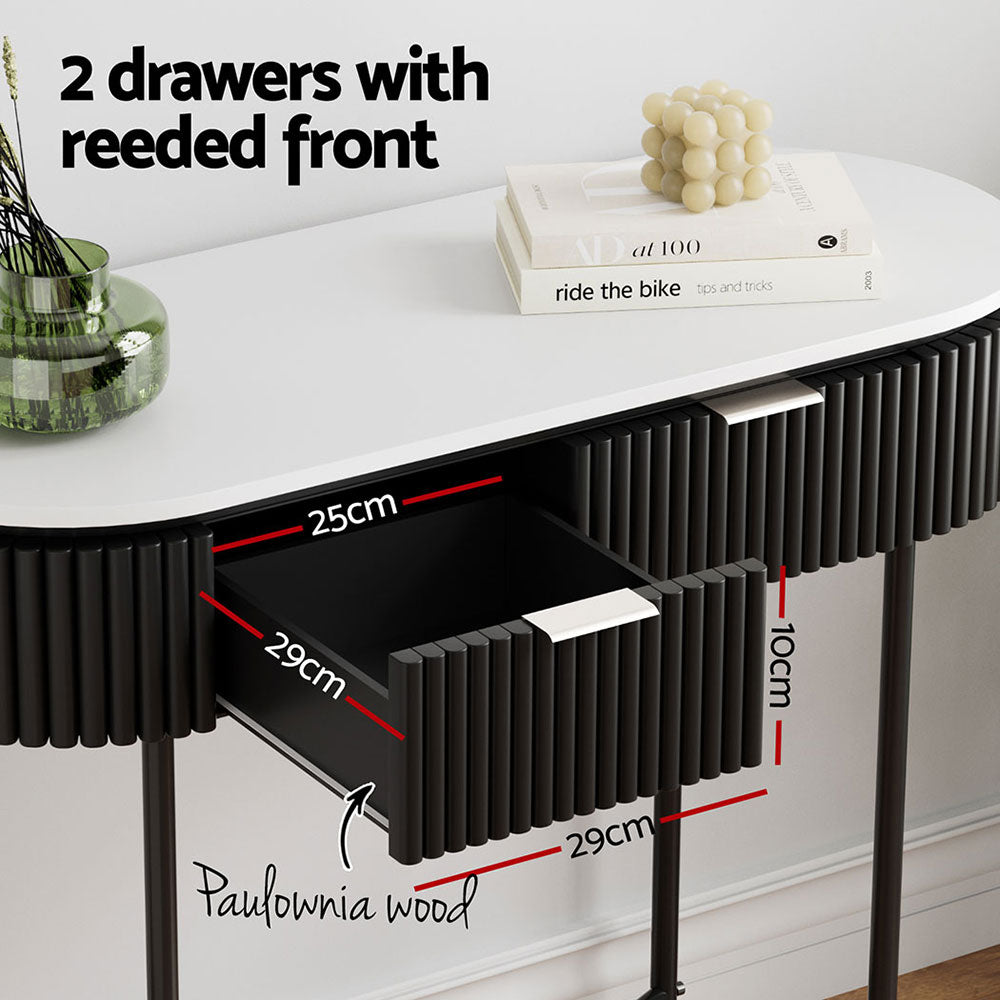Artiss ROMEO 100cm Console Table with 2 Drawers — Paulownia Wood Reeded Front — Allure Home Collections