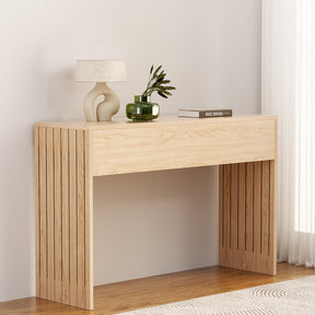 Lucca pine fluted console table in a hallway