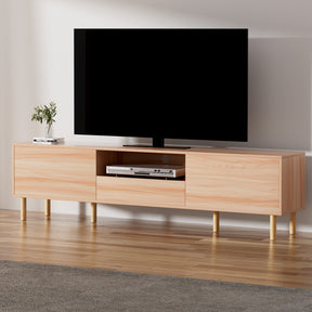 Beaconsfield 180cm TV cabinet with cabinets, drawer and open shelf in a living room