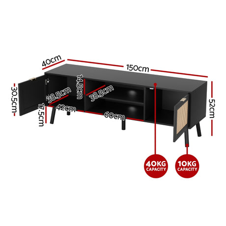 Artiss 150cm Elegant Black TV Unit with Storage — Allure Home Collections
