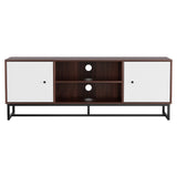 Artiss 150cm Walnut and White TV Unit with Carved Pattern and Open Shelves — Allure Home Collections