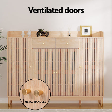Artiss 26-Pair Pine Shoe Rack Cabinet with Shelves — Allure Home Collections
