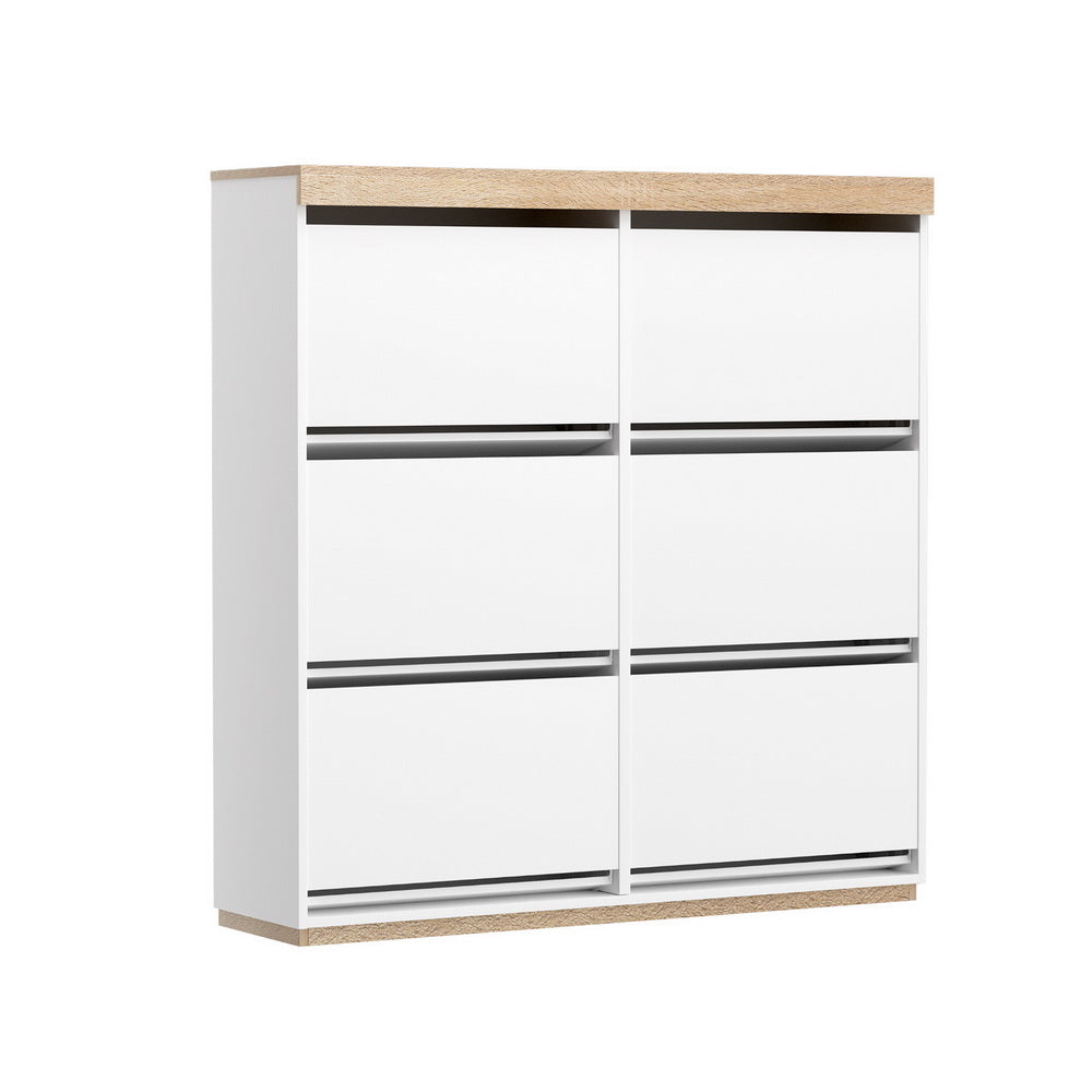 Willaura 45 Pair Shoe Rack, White and Pine image 2