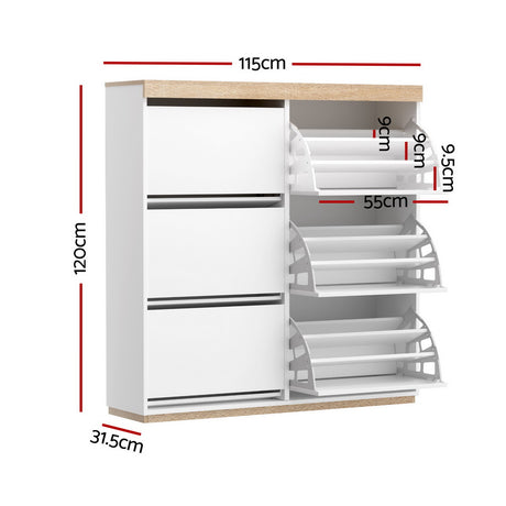 Willaura 45 Pair Shoe Rack, White and Pine image 3
