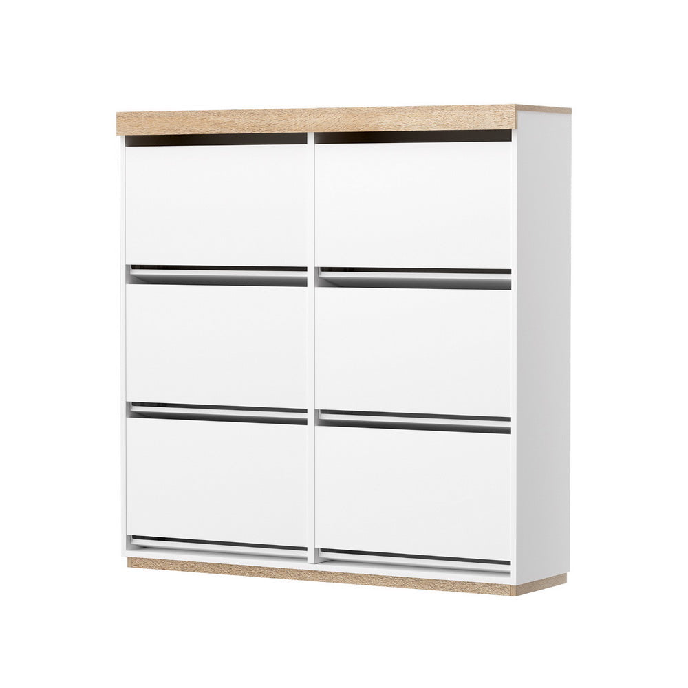 Willaura 45 Pair Shoe Rack, White and Pine image 4