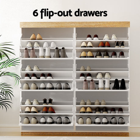 Willaura 45 Pair Shoe Rack, White and Pine image 5