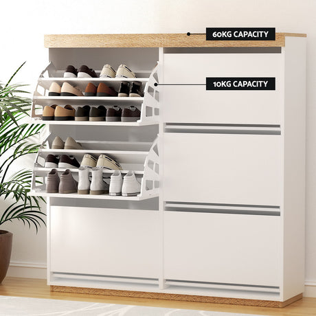 Willaura 45 Pair Shoe Rack, White and Pine image 6