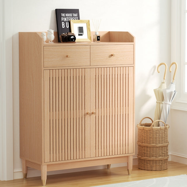 Artiss 4-Tier 16-Pair Pine Shoe Rack Cabinet — Particle Board, Durable Construction — Allure Home Collections
