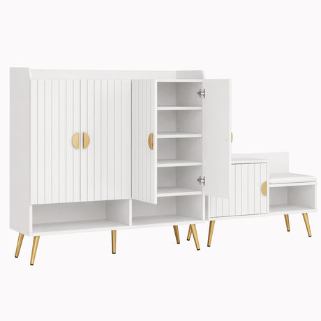 Westmere Shoe Cabinet and Bench Set, White