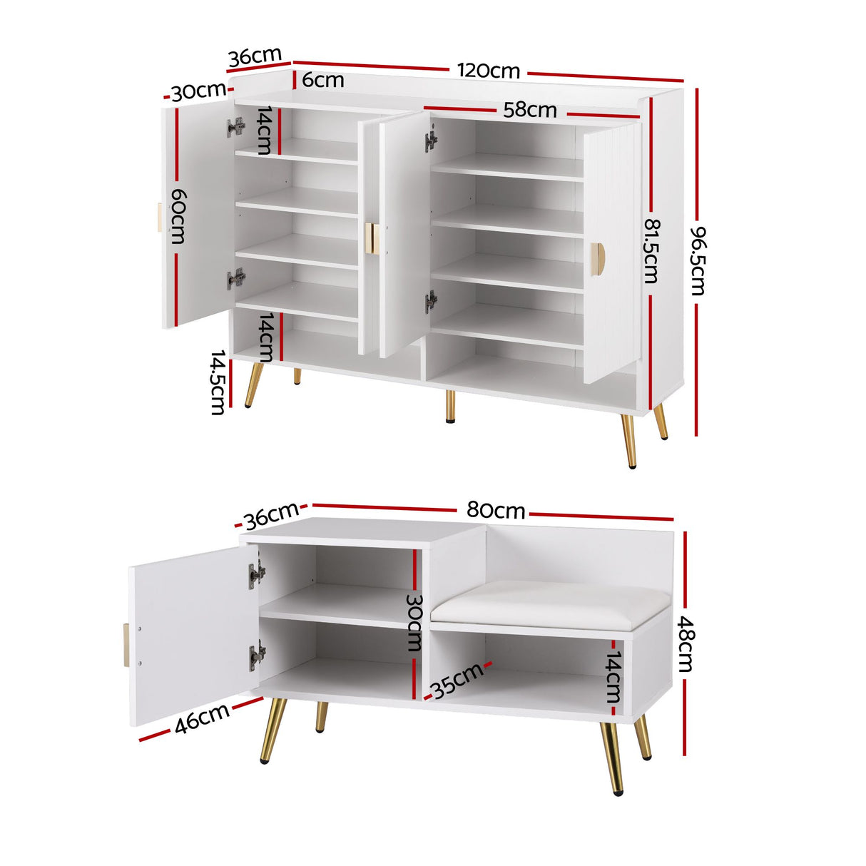 Westmere Shoe Cabinet and Bench Set, White