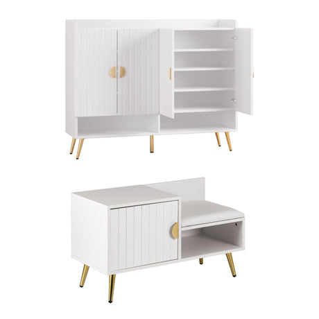 Westmere Shoe Cabinet and Bench Set, White