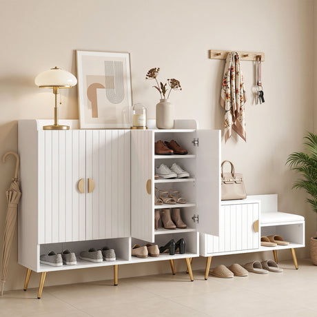 Westmere Shoe Cabinet and Bench Set, White
