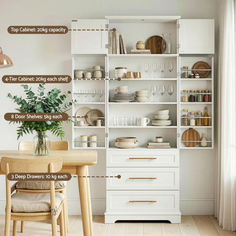 Curlwaa 2 Door 3 Drawer Buffet Sideboard, White