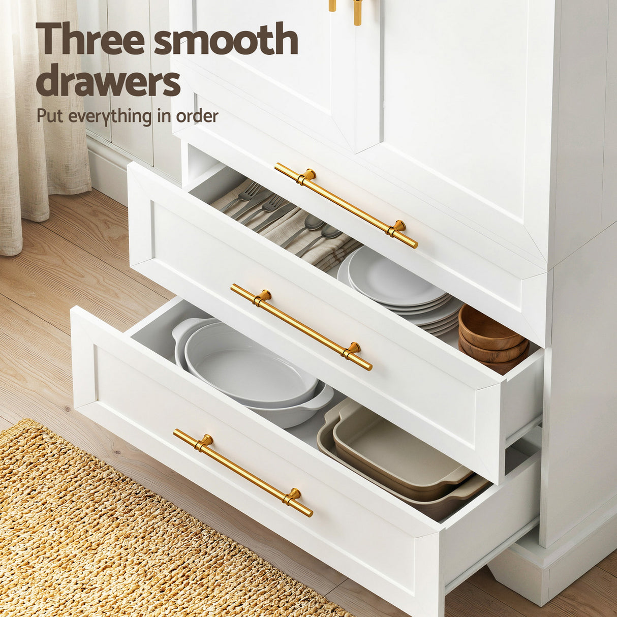 Curlwaa 2 Door 3 Drawer Buffet Sideboard, White