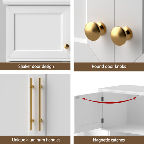 Curlwaa 2 Door 3 Drawer Buffet Sideboard, White
