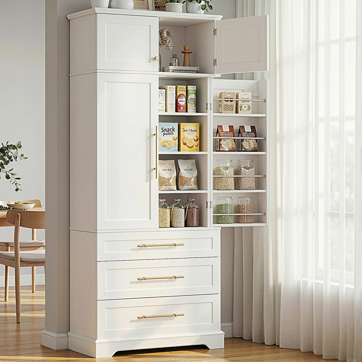 Curlwaa 2 Door 3 Drawer Buffet Sideboard, White
