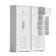 Curlwaa 2 Door 3 Drawer Buffet Sideboard, White 2pcs