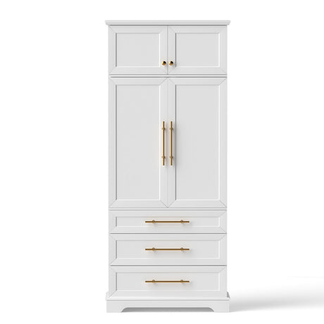 Curlwaa 2 Door 3 Drawer Buffet Sideboard, White 2pcs