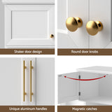 Curlwaa 2 Door 3 Drawer Buffet Sideboard, White 2pcs