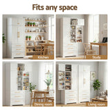 Curlwaa 2 Door 3 Drawer Buffet Sideboard, White 2pcs