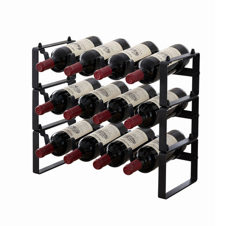 12 bottle black metal freestanding wine rack
