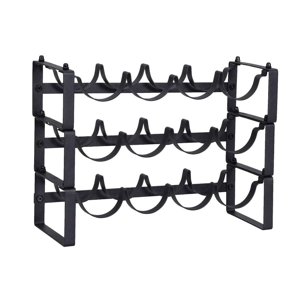 12 bottle black metal freestanding wine rack