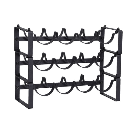 12 bottle black metal freestanding wine rack