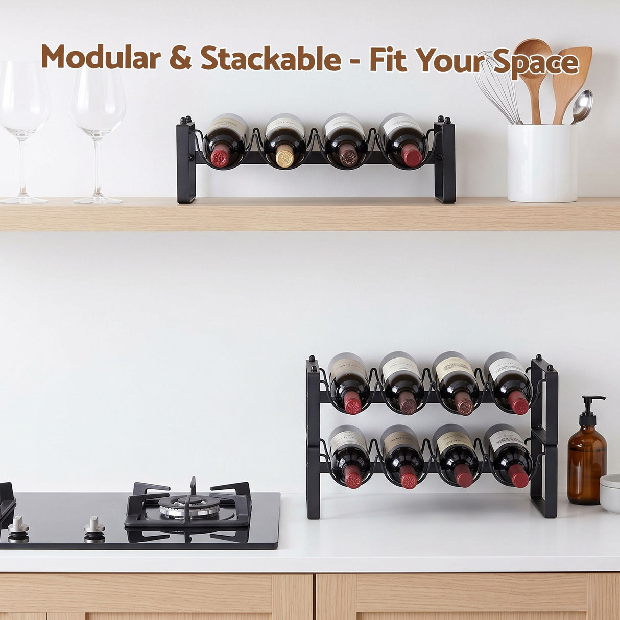 12 bottle black metal freestanding wine rack