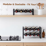 12 bottle black metal freestanding wine rack