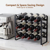 12 bottle black metal freestanding wine rack