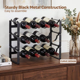 12 bottle black metal freestanding wine rack