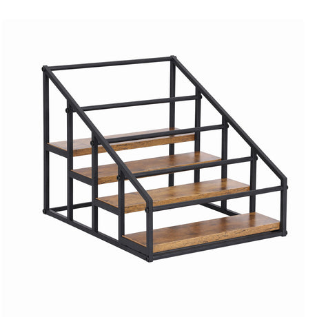 16 bottle black and wood freestanding wine rack