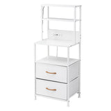 Byron Bay white LED tall bedside table with USB charging station in a modern bedroom