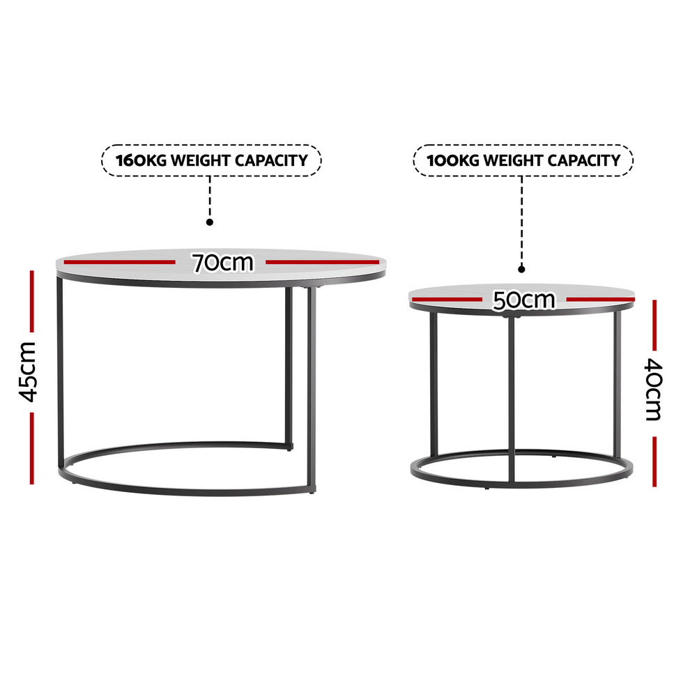 Artiss Marble Effect Nesting Coffee Table Set of 2 — Allure Home Collections
