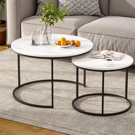 Artiss Marble Effect Nesting Coffee Table Set of 2 — Allure Home Collections