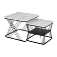 Dixons Creek white marble coffee table in a modern living room