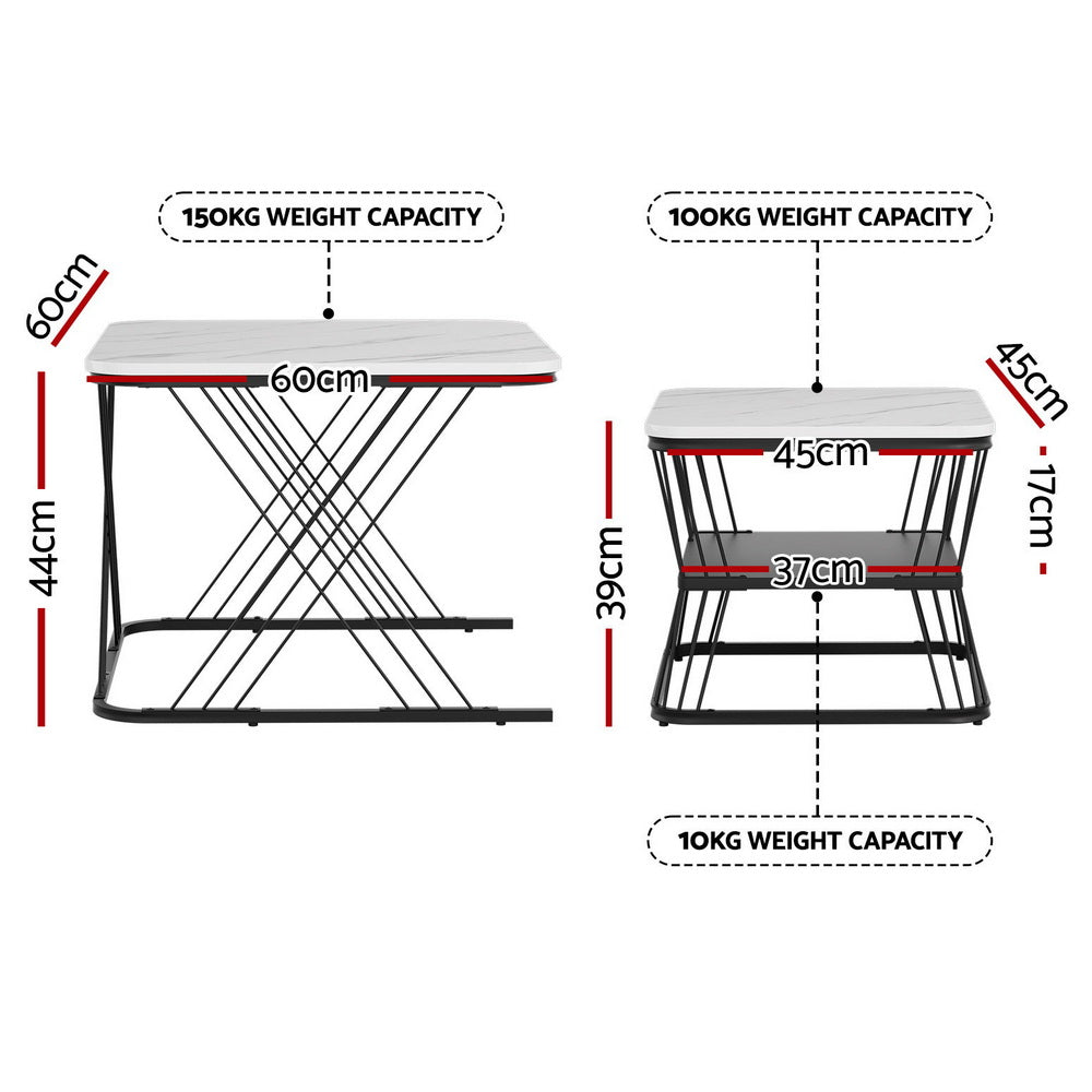 Dixons Creek Nesting Coffee Table 2pcs, White and Black