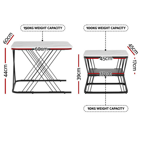 Dixons Creek Nesting Coffee Table 2pcs, White and Black
