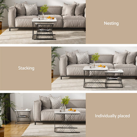 Dixons Creek Nesting Coffee Table 2pcs, White and Black
