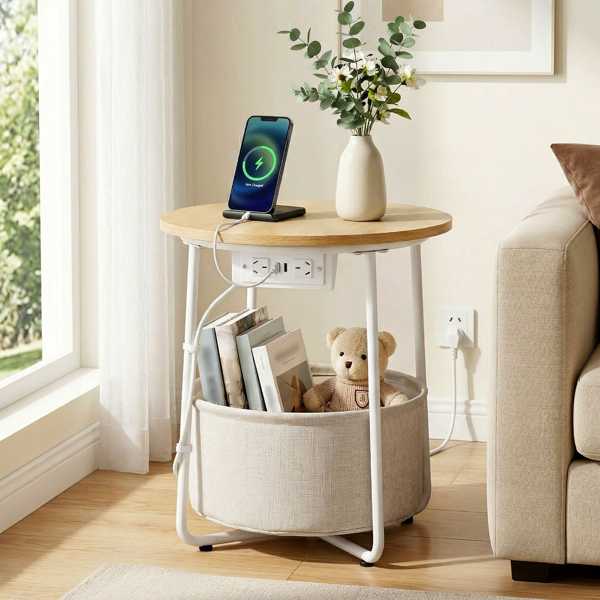 Three Bridges wood coffee table in a modern living room