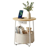 Three Bridges Round Coffee Table, Wood and White