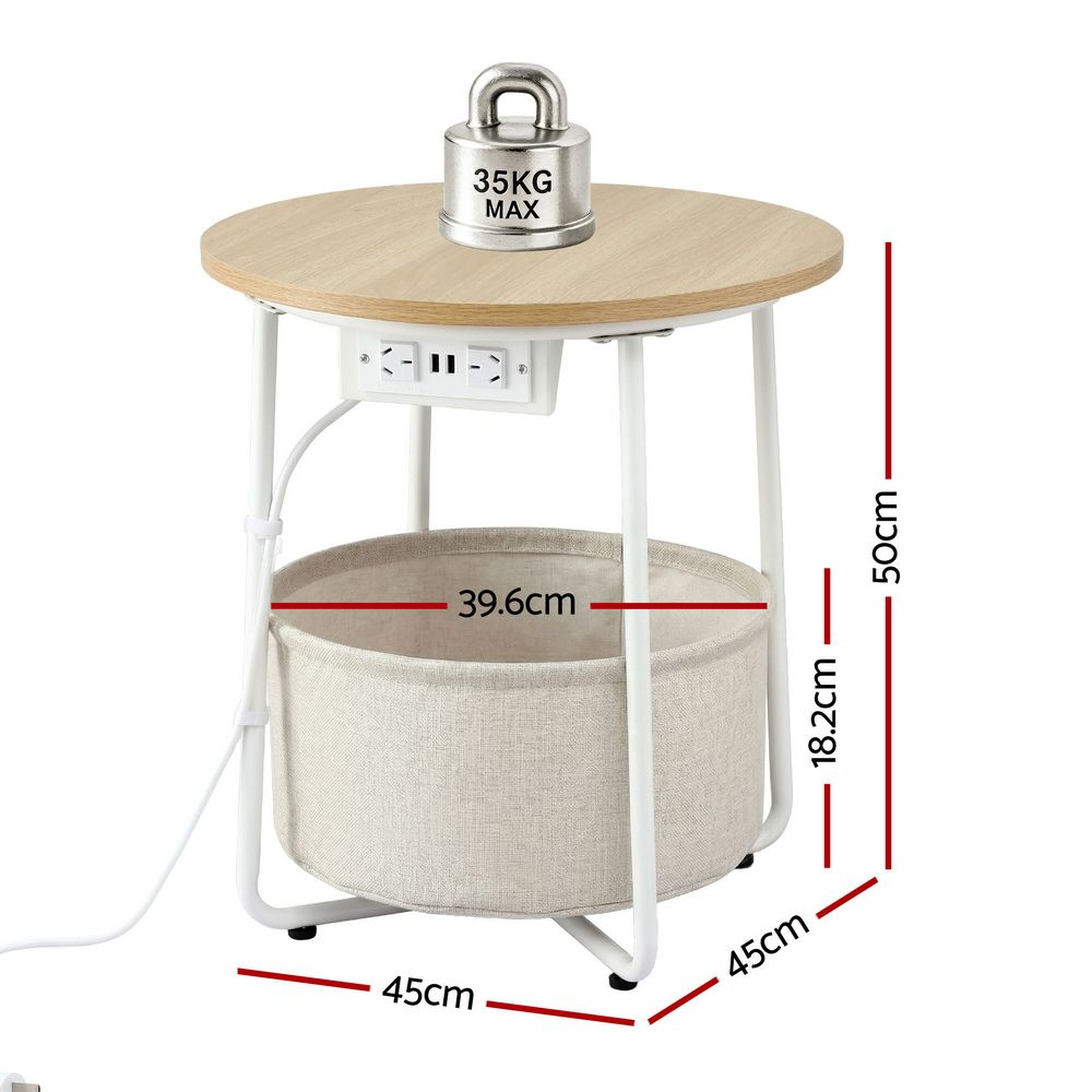 Three Bridges Round Coffee Table, Wood and White