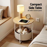 Three Bridges Round Coffee Table, Wood and White