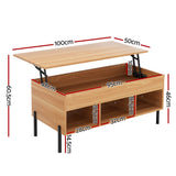 Artiss Lift-Top Coffee Table in Oak — Hidden Storage — Allure Home Collections